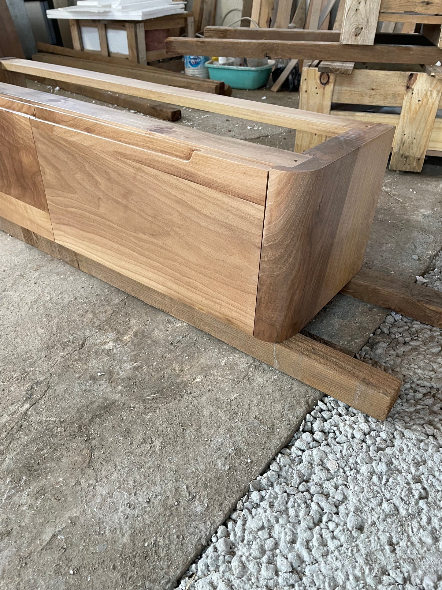 Custom Order Wall Mounted White Marble Sink, White Marble Double Sink (W)47'', (D)14'', (H)6", Wooden Base