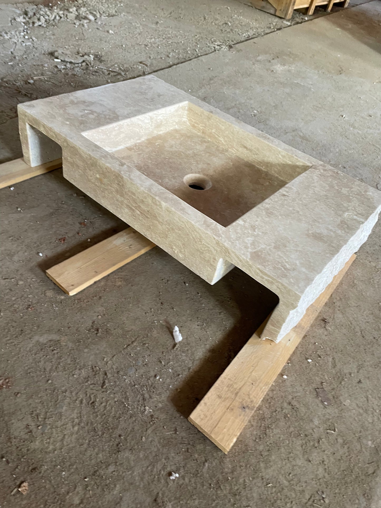 Custom Order Beige Travertine Wall Mounting Sink, Rustic Bathroom Sink, Rustic Classic Travertine Sink, Powder Room Sink, (W)30'' x (D)18'', (H)6''