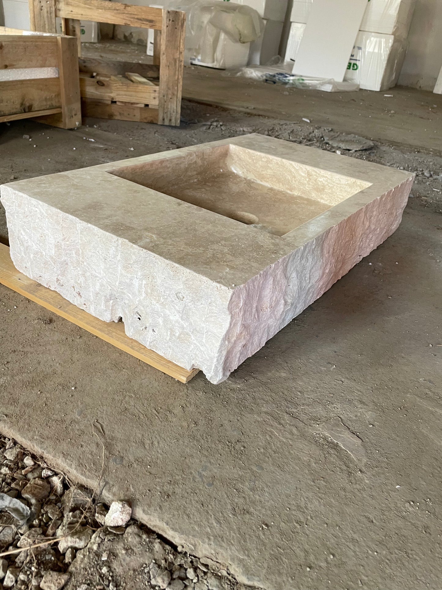 Custom Order Beige Travertine Wall Mounting Sink, Rustic Bathroom Sink, Rustic Classic Travertine Sink, Powder Room Sink, (W)30'' x (D)18'', (H)6''