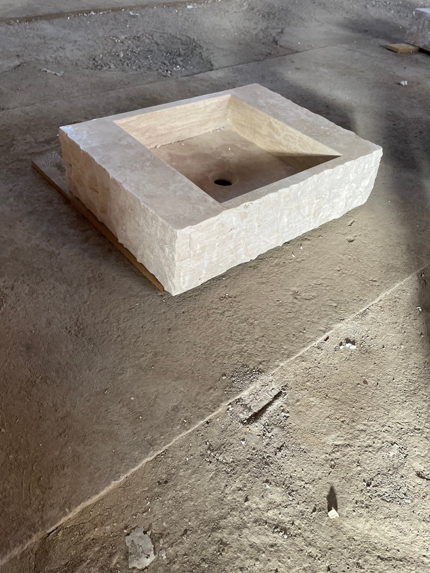 Custom Order Beige Travertine Wall Mounting Sink, Rustic Bathroom Sink, Rustic Classic Travertine Sink, Powder Room Sink, W(25)'' x D(16)'' x H(6)", H(8)" Backsplash