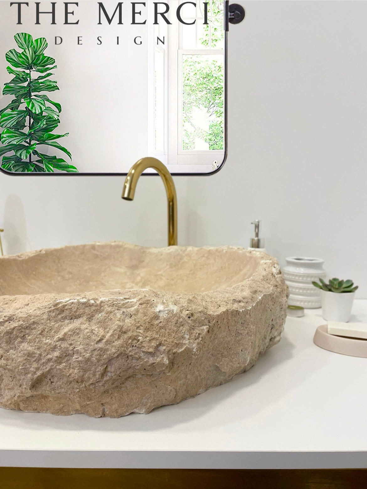 Rustic Beige Travertine Sink,Handmade Travertine Bathroom Vanity Sink, Travertine Vessel Sink, Bathroom Decor