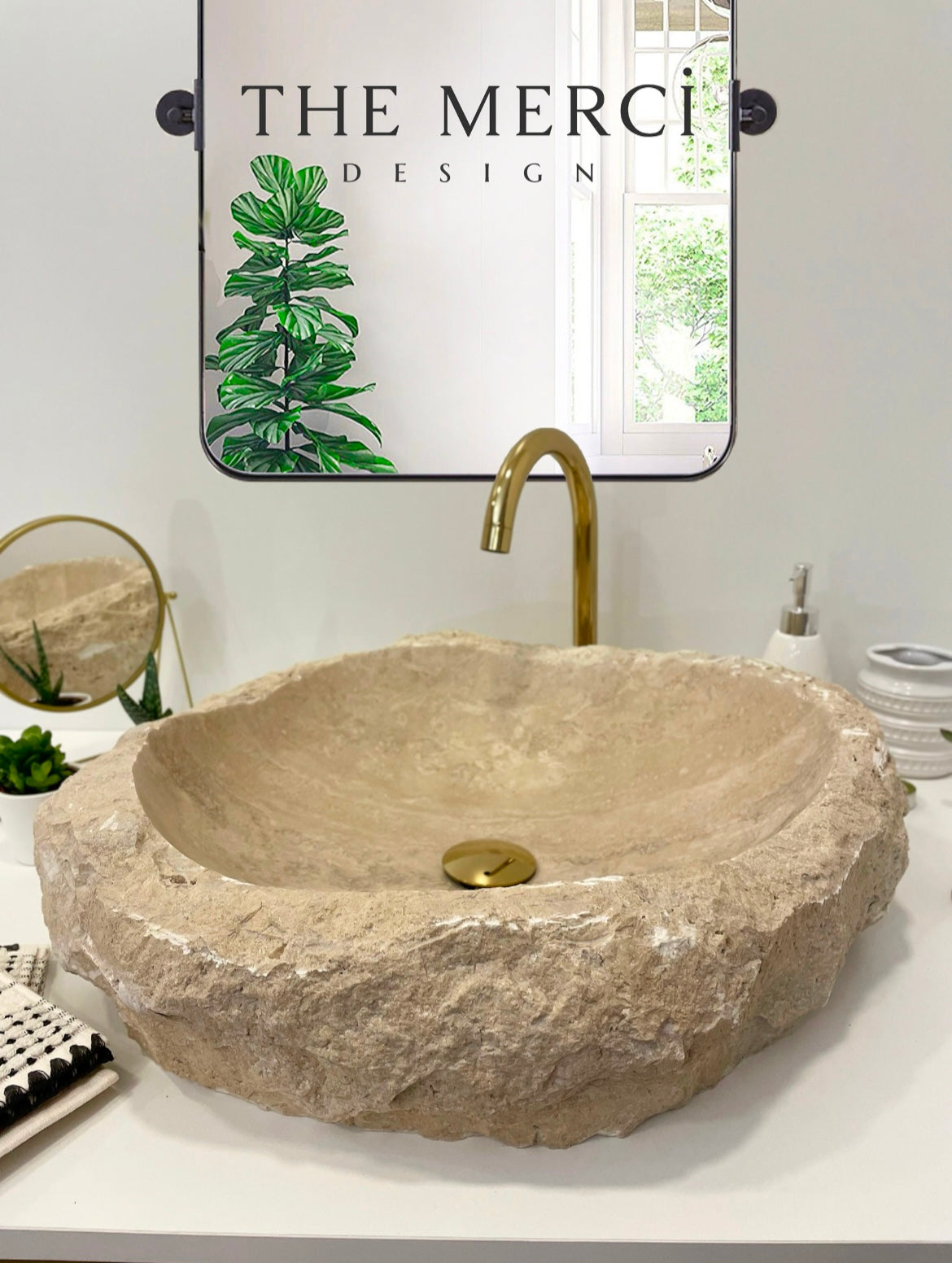 Rustic Beige Travertine Sink,Handmade Travertine Bathroom Vanity Sink, Travertine Vessel Sink, Bathroom Decor