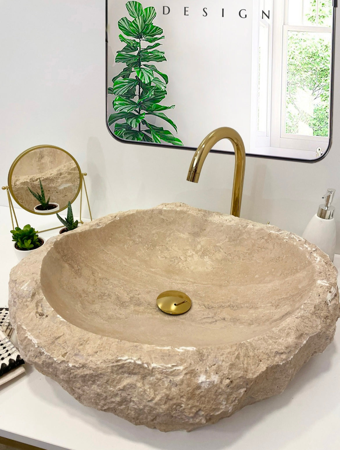 Rustic Beige Travertine Sink,Handmade Travertine Bathroom Vanity Sink, Travertine Vessel Sink, Bathroom Decor