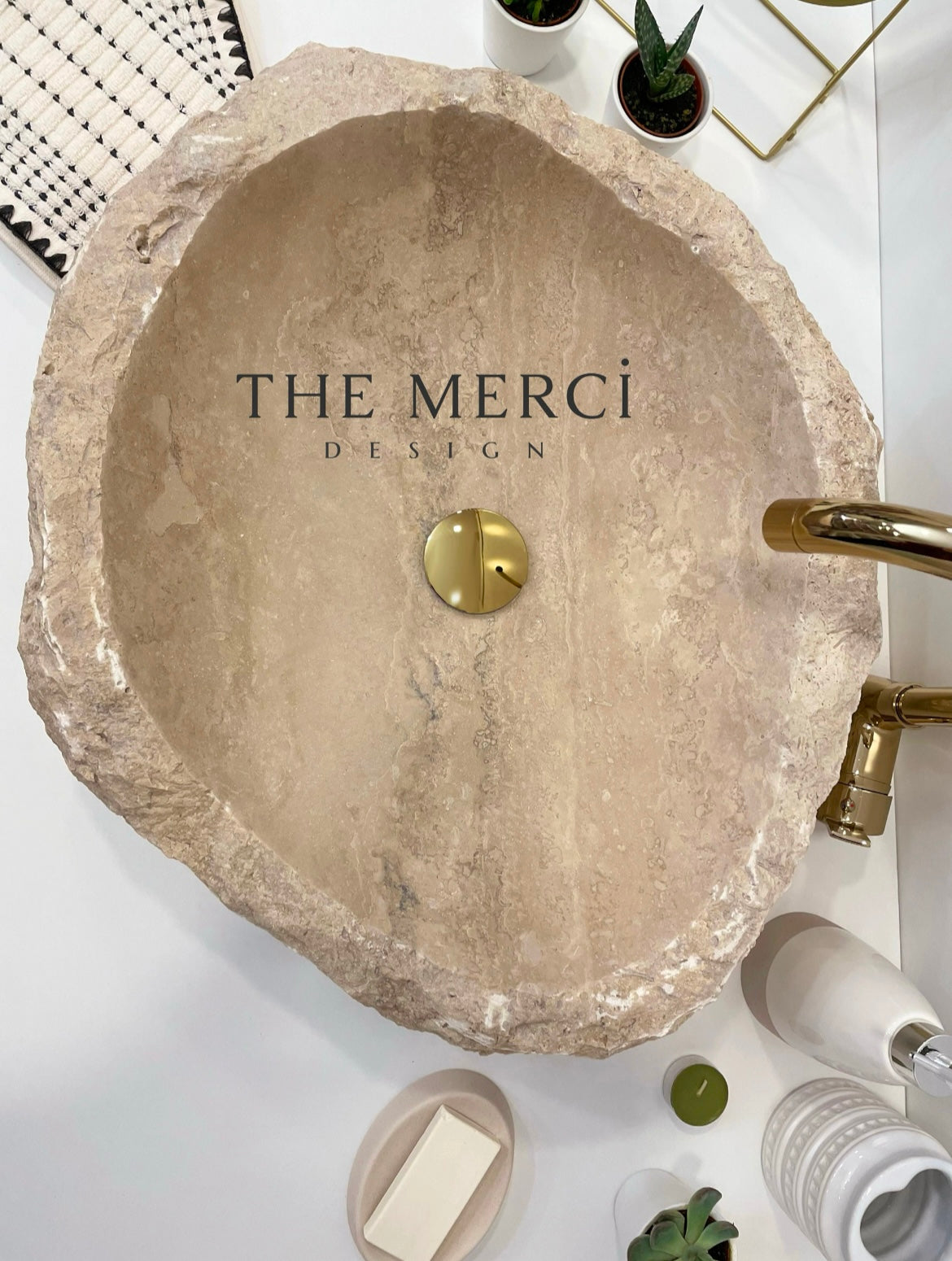 Rustic Beige Travertine Sink,Handmade Travertine Bathroom Vanity Sink, Travertine Vessel Sink, Bathroom Decor