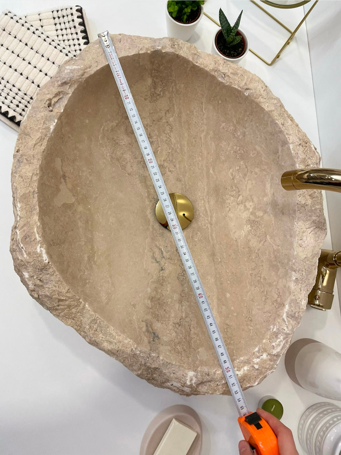 Rustic Beige Travertine Sink,Handmade Travertine Bathroom Vanity Sink, Travertine Vessel Sink, Bathroom Decor