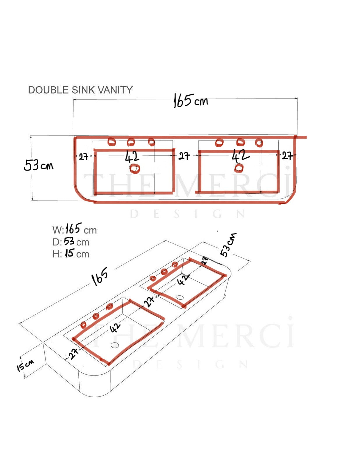 %50 payment, Custom Order Calacatta Viola Marble Double Sink (W)65'', (D)21'', 6 Tap Holes, Wooden Base