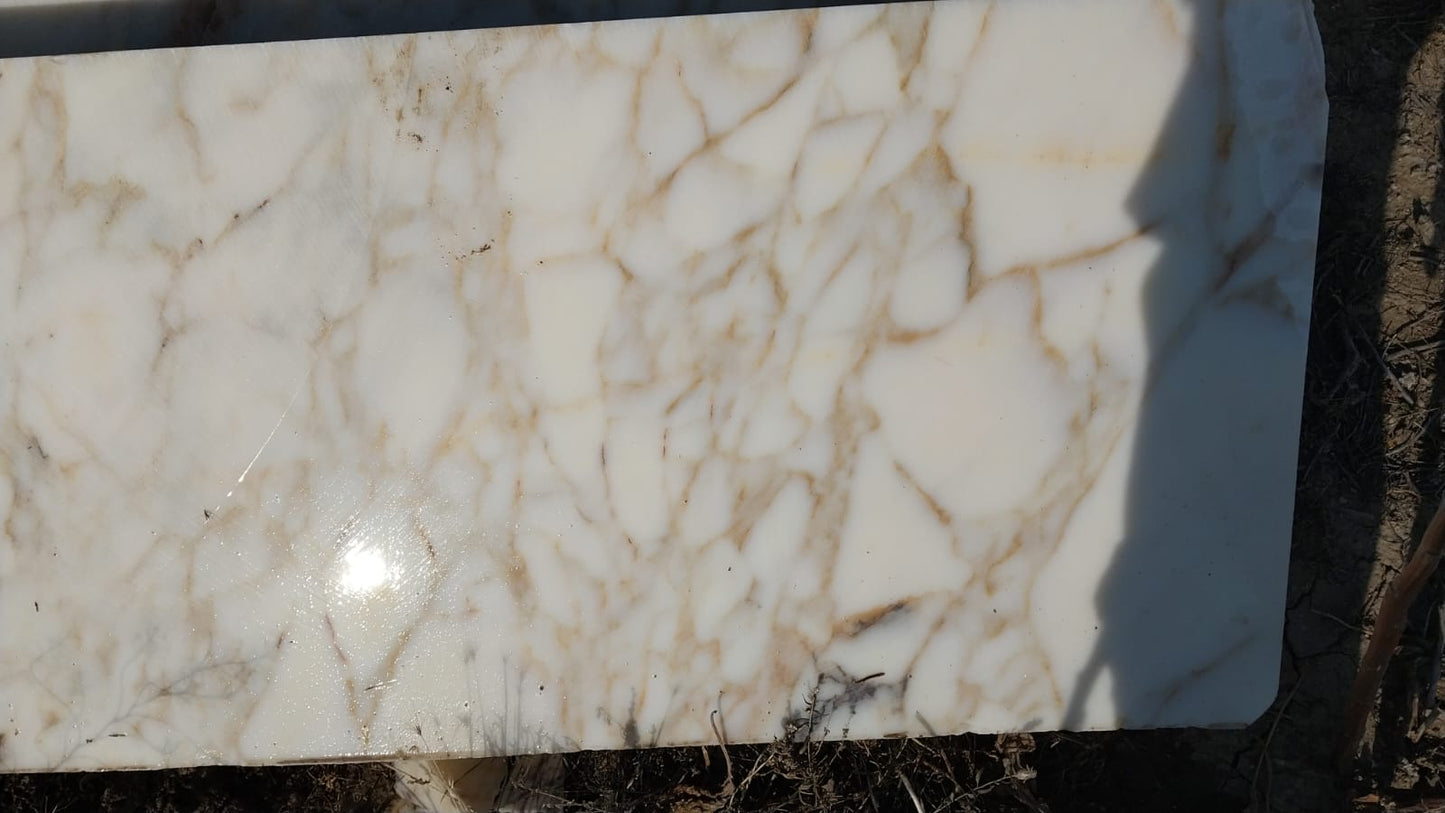 Custom Order Wall Mounted Calacatta Gold Marble Sink, Handmade Powder Room Vanity Marble Sink, (W)24'', (D)18'', (H)8'', (H)10'' Backsplash