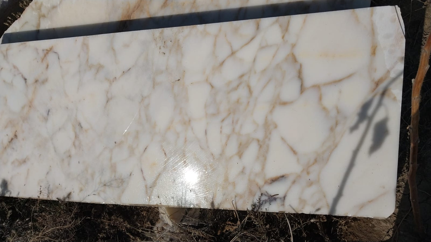 Custom Order Wall Mounted Calacatta Gold Marble Sink, Handmade Powder Room Vanity Marble Sink, (W)24'', (D)18'', (H)8'', (H)10'' Backsplash