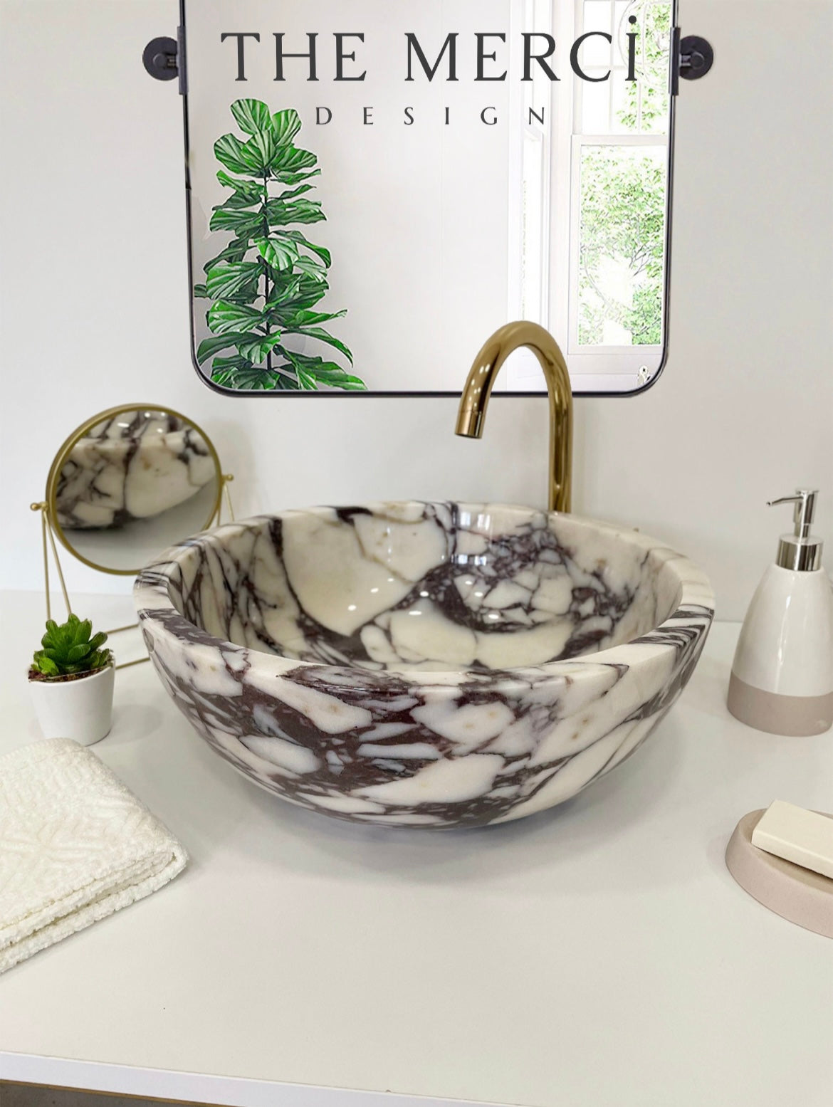 Calacatta Viola Marble Sink,Handmade Marble Bathroom Vanity Sink, Marble Vessel Sink, Bathroom Decor (D)16" (H)6"