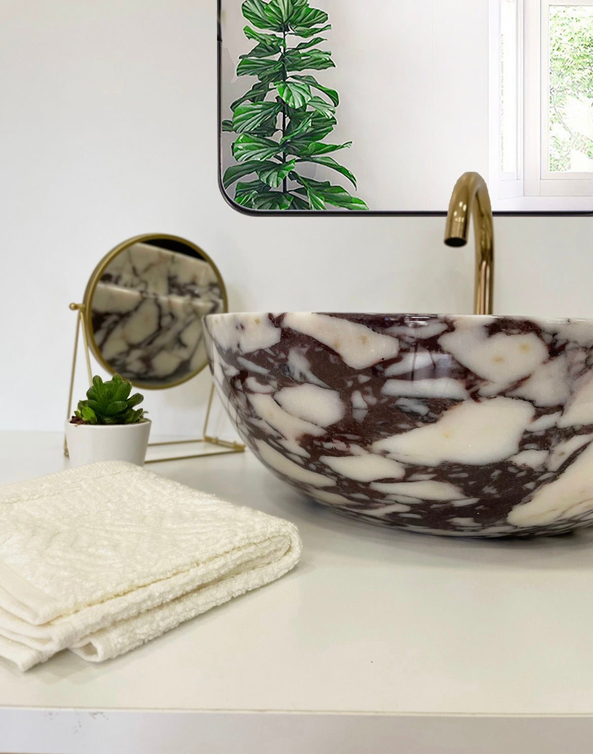 Calacatta Viola Marble Sink,Handmade Marble Bathroom Vanity Sink, Marble Vessel Sink, Bathroom Decor (D)16" (H)6"