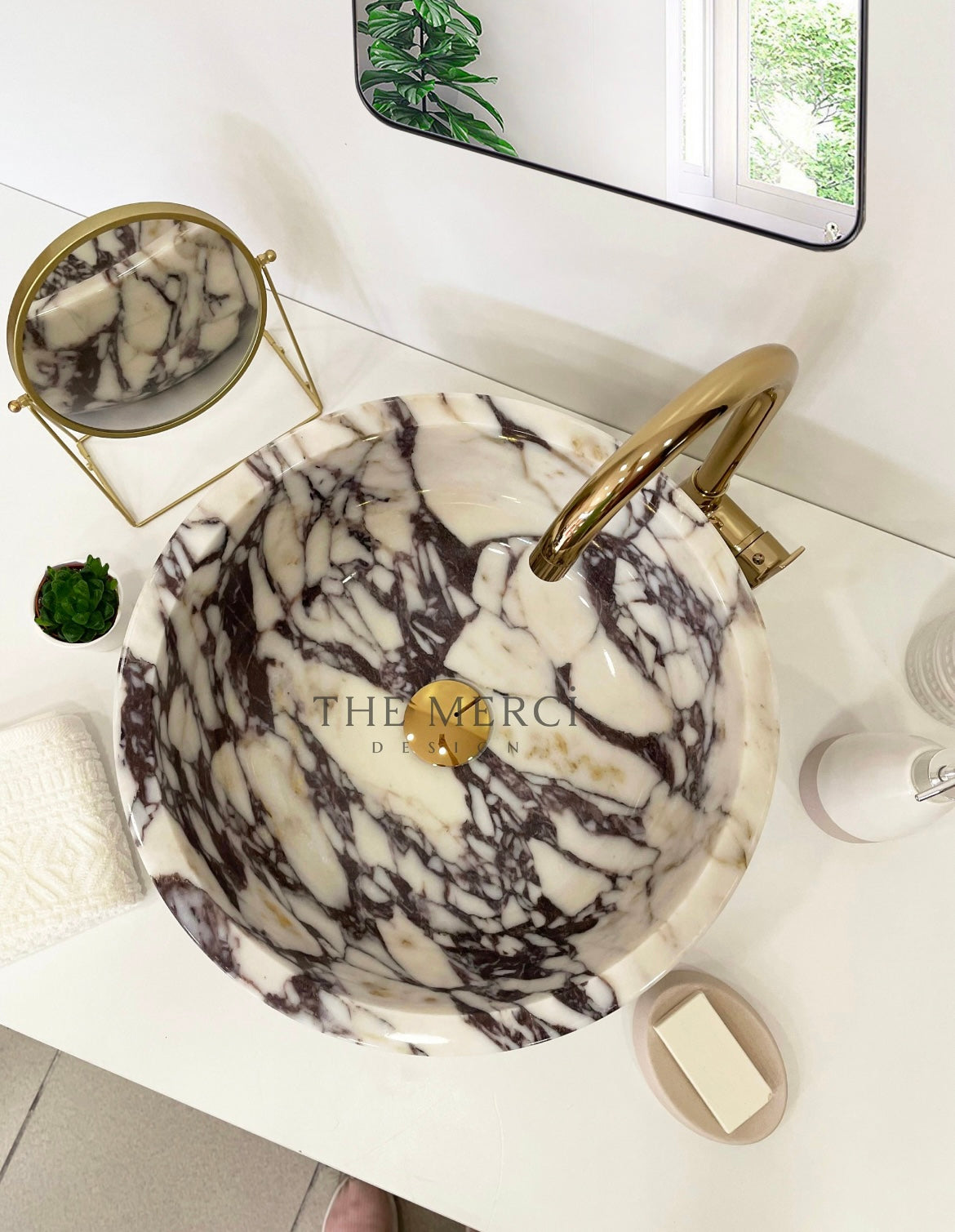 Calacatta Viola Marble Sink,Handmade Marble Bathroom Vanity Sink, Marble Vessel Sink, Bathroom Decor (D)16" (H)6"