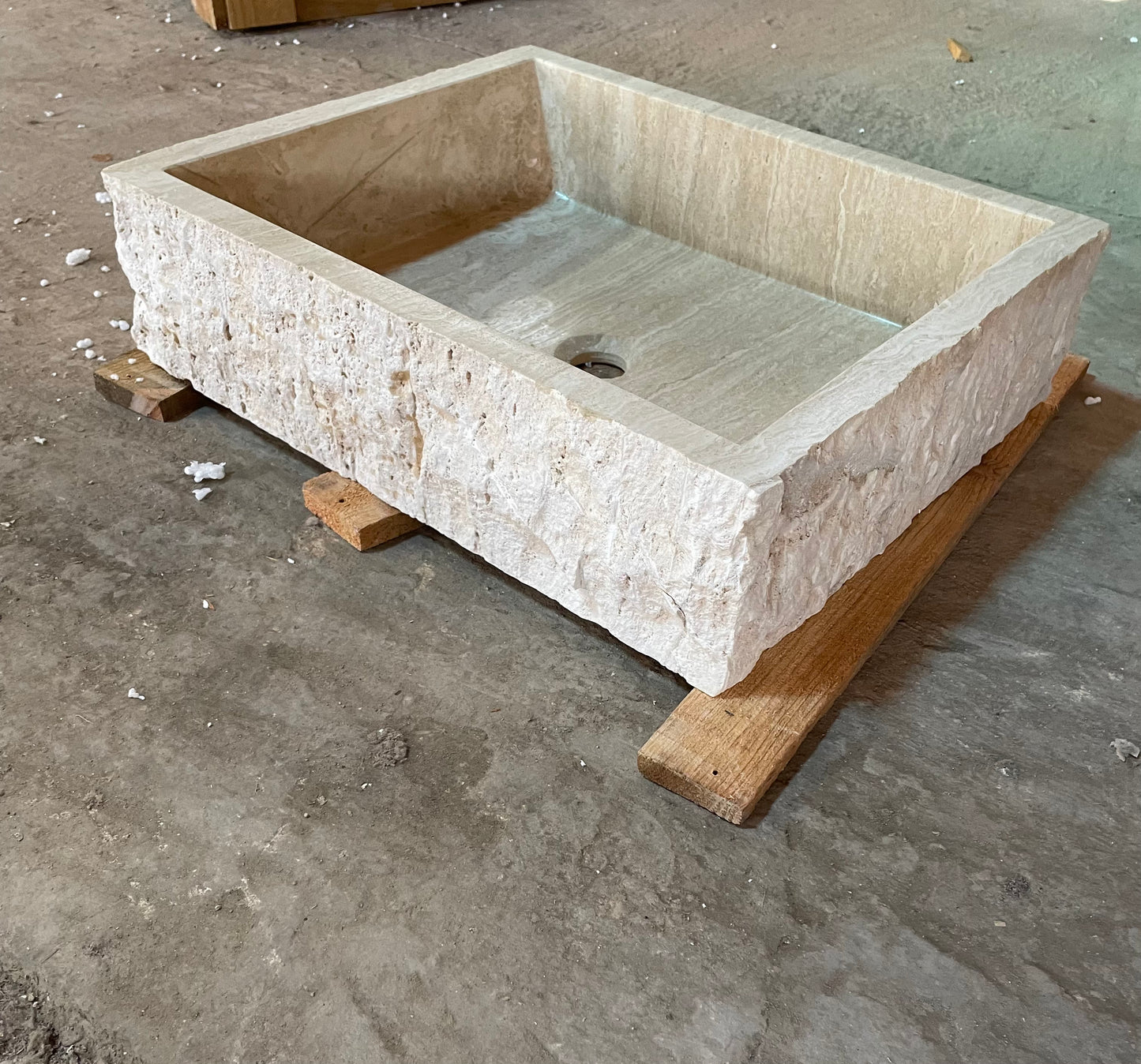 Custom Order Beige Travertine Sink, Rustic Bathroom Sink, Rustic Classic Travertine Sink, Powder Room Sink, W(22)'' x D(18)'' x H(6)"