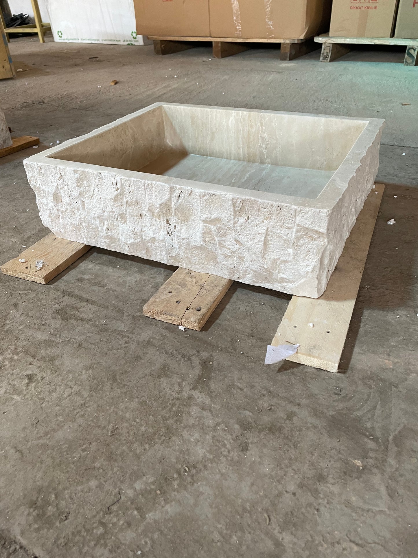 Custom Order Beige Travertine Sink, Rustic Bathroom Sink, Rustic Classic Travertine Sink, Powder Room Sink, W(22)'' x D(18)'' x H(6)"