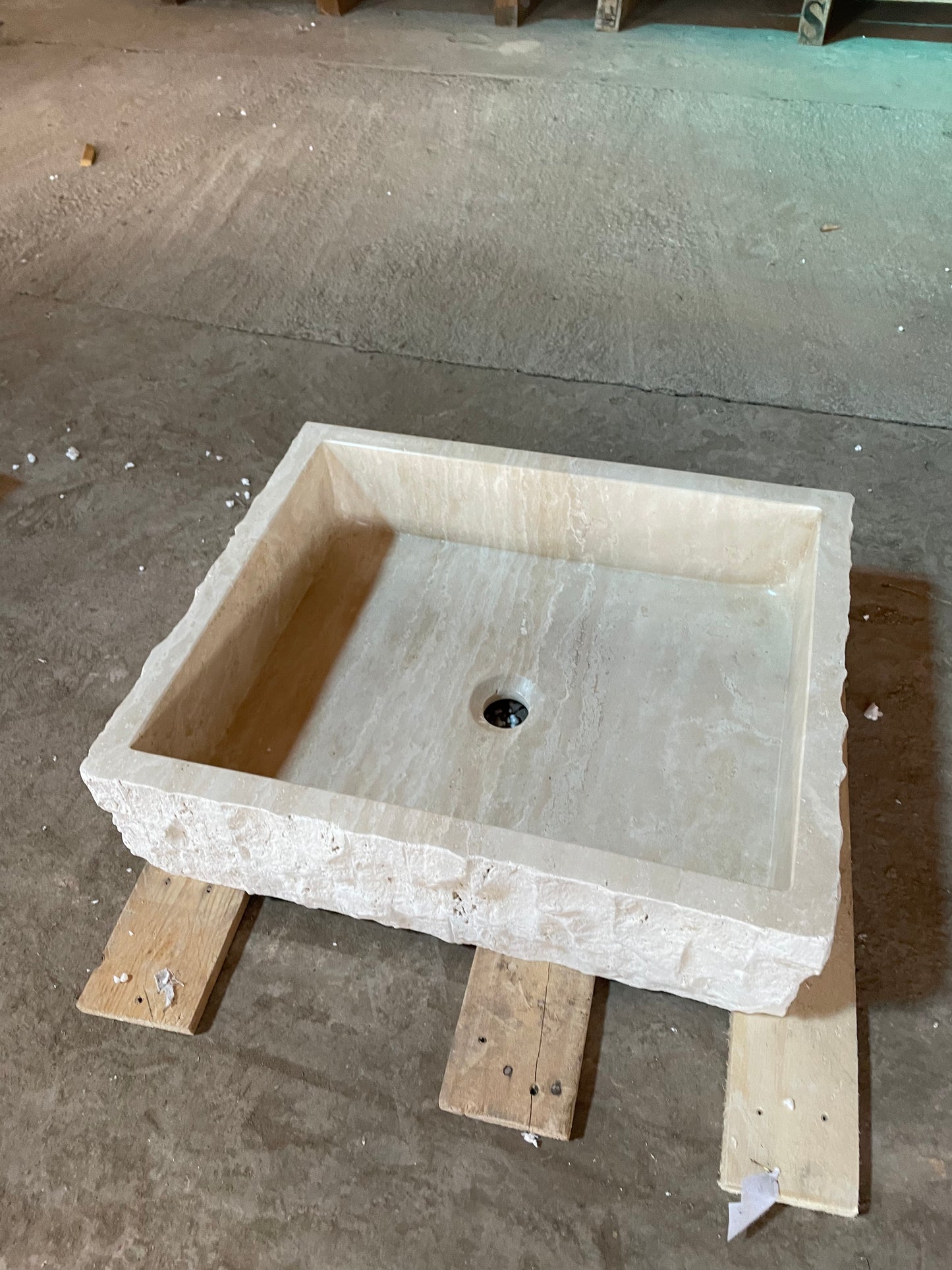 Custom Order Beige Travertine Sink, Rustic Bathroom Sink, Rustic Classic Travertine Sink, Powder Room Sink, W(22)'' x D(18)'' x H(6)"