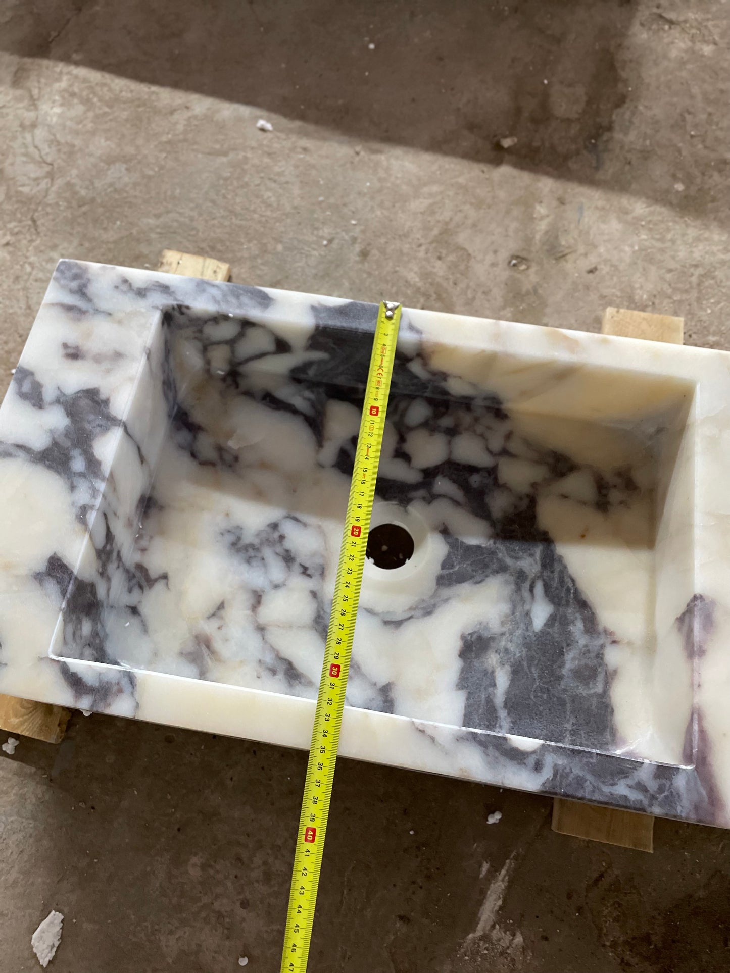 Custom Order Wall Mounted Calacatta Viola Marble Sink, Handmade Marble Bathroom Vanity Sink, Marble Double Sink (W)120, (D)46.5, (H)15