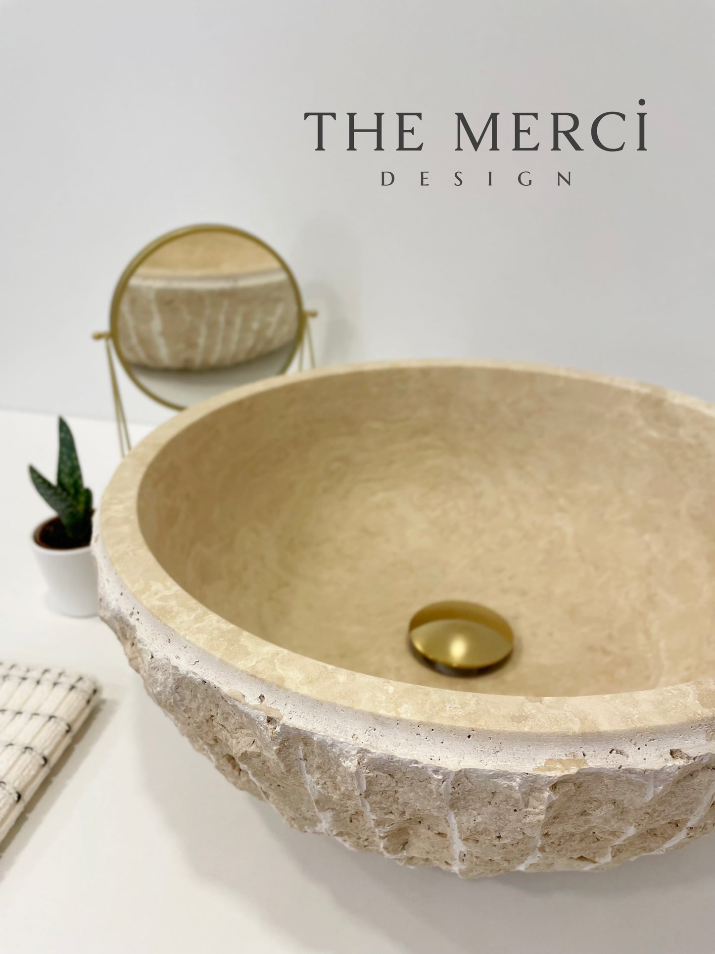 Classic Travertine Sink (D)16'', (H)6''