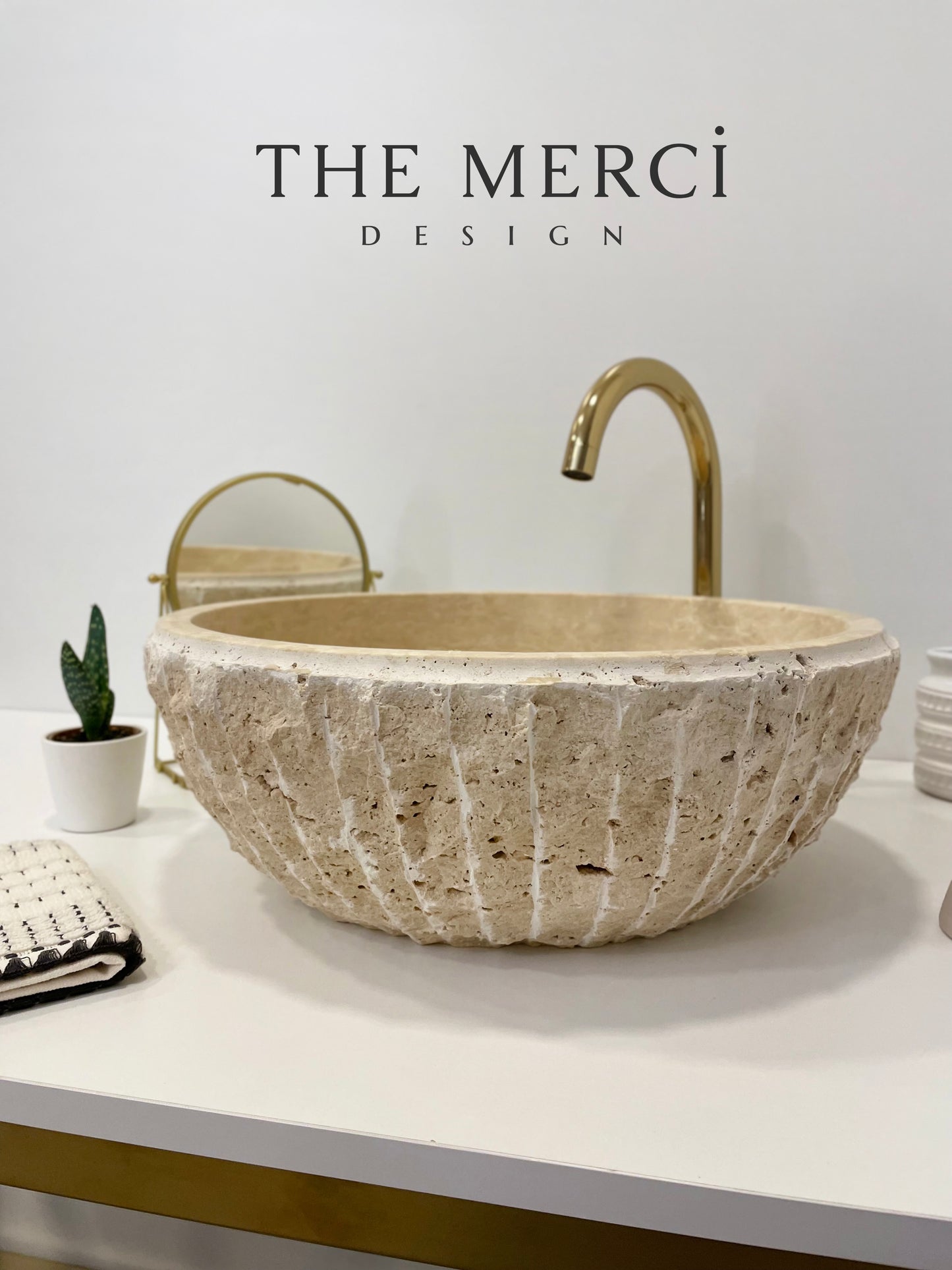 Classic Travertine Sink (D)16'', (H)6''