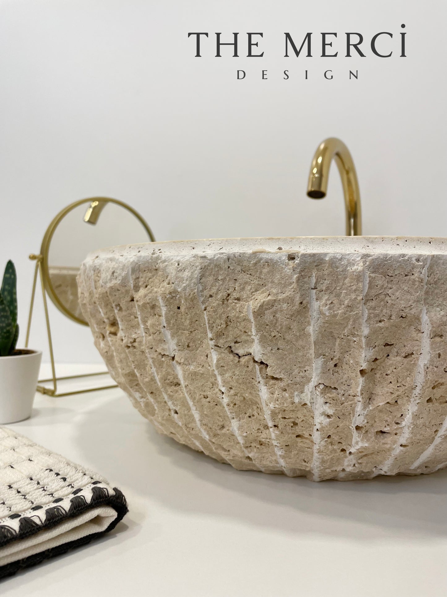 Classic Travertine Sink (D)16'', (H)6''