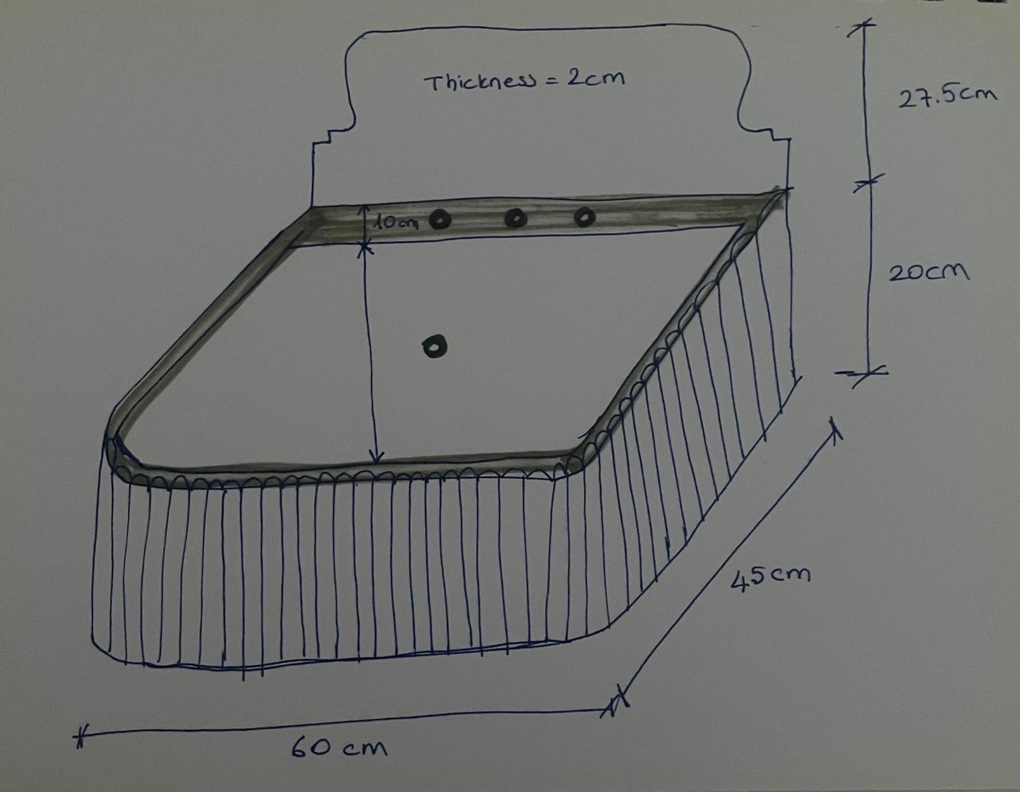 Custom Order Wall Mounted Calacatta Gold Marble Sink, Handmade Powder Room Vanity Sink, Marble Double Sink (W)60, (D)45, (H)20 cm, (H)27.5 cm Backsplash